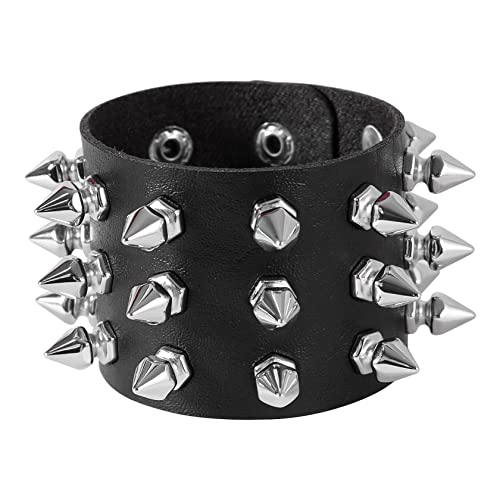 Manfnee Leder Choker Armbnd Punk Halsband Halskette Spike Nieten Manschette Gothic Armband für Damen Herren