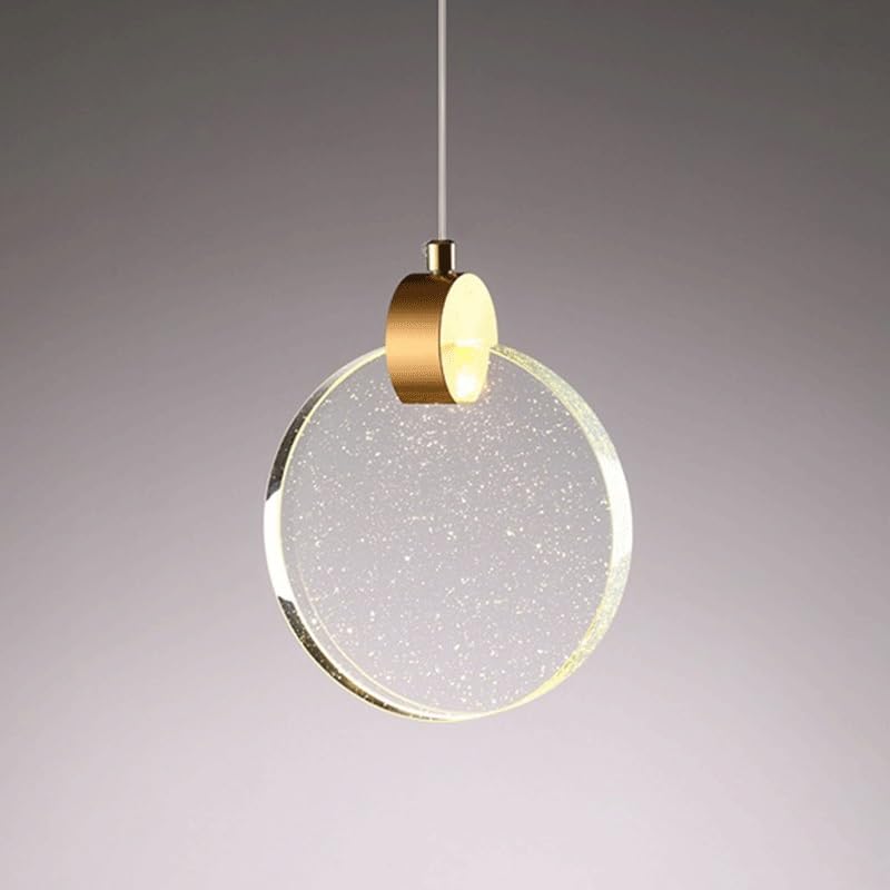 Lámpara de sala de estar redonda con cristal y cable largo regulable estilo chino