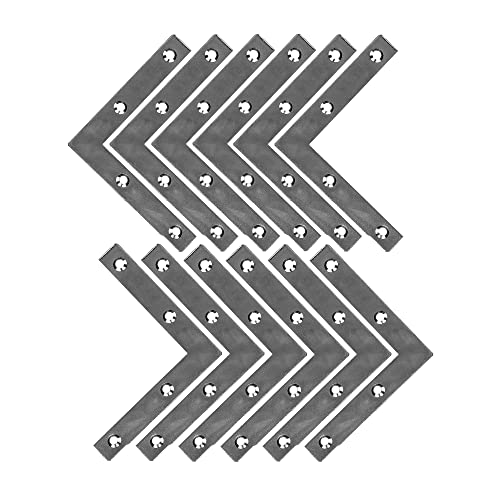 DOJA Barcelona | Escuadra Plana en L | 12 Piezas Escuadra de Angulo en Forma L | 100x100x15x2 mm | Acero Galvanizado | Escuadras para Estanterias, Buzon Exterior, Soporte Esquina, Union Madera