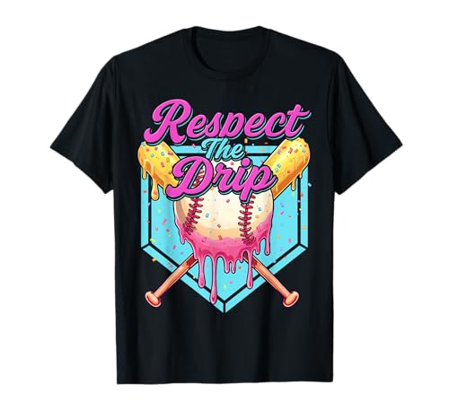 Baseball Drip Boys Home Plate Youth Sports Respect The Drip T-Shirt