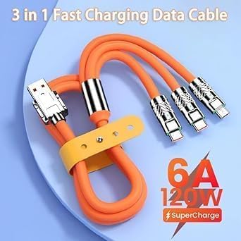 Image of Original 3 in 1 USB Charging Cable, Heavy Duty Fast Charging Cable Cord with Type C /Light-ning /Micro, Multi Cable Silicone USB Charging Cable for I Phone /Tablets (DEC28)