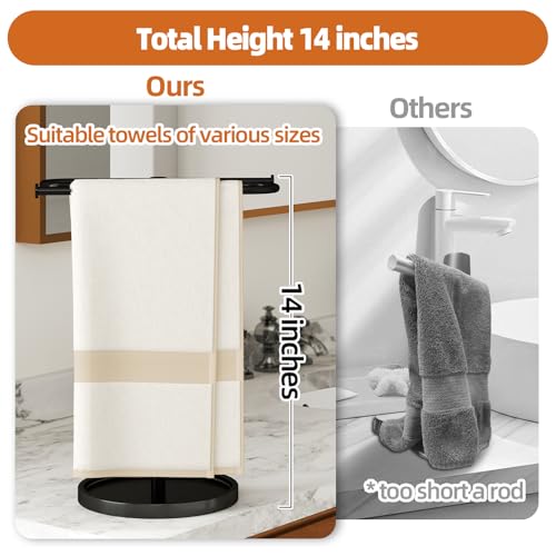 Towel Holder Stand, Stainless Steel Hand Towel Holder Rack for Bathroom Countertop, S-Shape Free Standing Towel Bar Holds 2 Towels for Kitchen Countertop, Black - Image 3