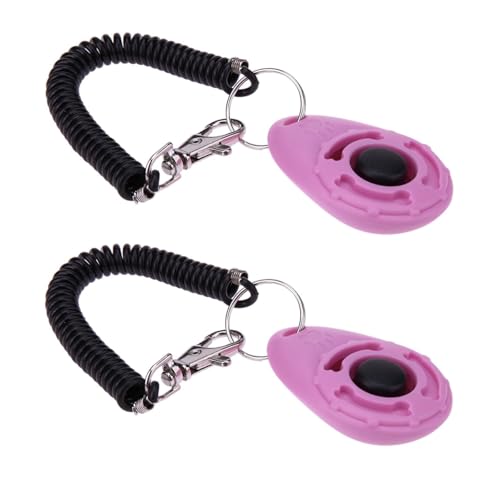 ZhangyiHot 2Pcs Pink Clicker Easy to Use with Button Dog Training Accessories Strong and Long-Lasting,Training and Behavior Aids