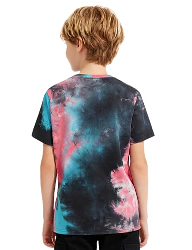 Image of Boys Tie Dye Shirt Cotton Short Sleeve Tshirts for Boys Summer Tops Kids Clothes Size 5-14 Years