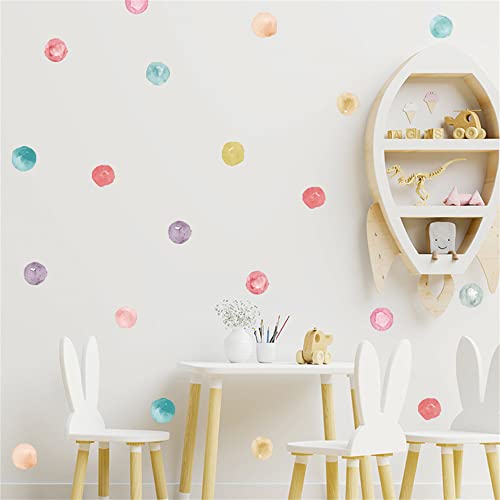 Rofarso 120 Decals 2.2'' Colorful Dots Wall Decals Watercolor Polka Wall Stickers Diy Decoration For Kids Baby Boys Girls Teens Removable Home Decor For Nursery Bedroom Living Room Playing Room (Colorful-D) #TOP3
