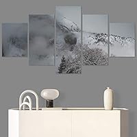 SIGNWIN 5 Panel Canvas Wall Art Foggy Landscape for Home Decorations Ready to Hang - 60