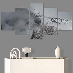 SIGNWIN 5 Panel Canvas Wall Art Foggy Landscape...