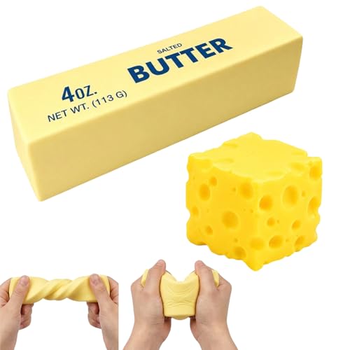 2PCS Cheese Squeeze, Cheese Butter Squeeze Fidget for Adults, Slow Rising Toys Stress Relief and Anxiety Management Tools, Focus Assistance for Students and Office Workers, Daily Use
