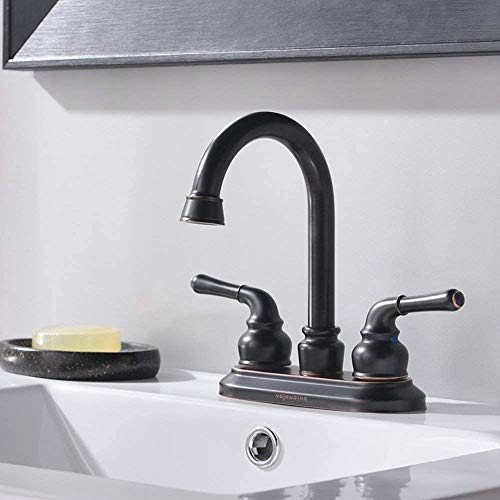 VCCUCINE Bathroom Faucet, Commercial 2 Handle Lavatory Centerset Oil Rubbed Bronze Bathroom Sink Faucet, Bathroom Vanity Vessel Sink Faucet