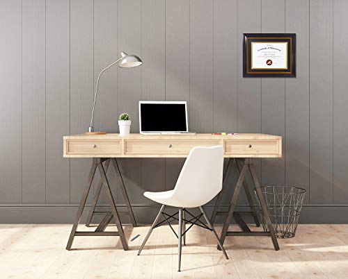 Golden State Art, 8X10 Frame For 6X8 Diploma/Certificate/Picture, Black Gold & Burgundy Color. Includes Double Mat, Real Glass & Table-Top Display (Black Over Gold Double Mat) #TOP4