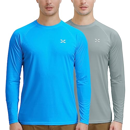 MOHEEN Men's Long Sleeve Rashguard UPF 50+ Sun Shirts Quick Dry Hiking Fishing Swim T-Shirt M-3XL