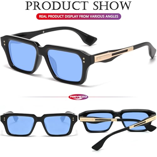 Image of AIEYEZO Rectangle Sunglasses for Men Women Fashion Square Frame Sun Glasses 90's Retro Designer Shades