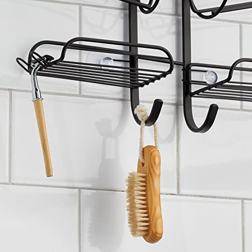Mdesign Hanging Metal Shower Caddy - Bottle Organizer Shelf With Hooks For Shower - Hanging Shower Caddy Rack For Shampoo, Conditioner - Shower Hanging Organizer - Concerto Collection - Matte Black #TOP3