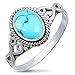 Greendou Fashion Jewelry Genuine Women's 925 Sterling Silver Ring Oval Cut Natural Bohemia Turquoise Jewelry Birthday Proposal Hollow Engagement Party Band Rings Size 6-10 (7)