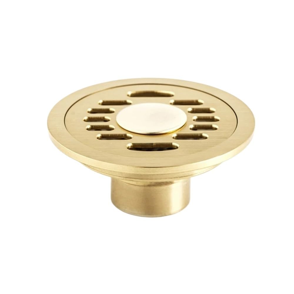 Sunrrafck Gold-Double 1Pc Brass Round Floor Drain Cover Shower Waste Drainer Grate(Gold-Double)