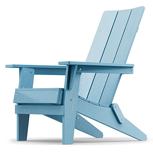 Yefu Modern Adirondack Chair, Folding Adirondack Chair, Weather Resistant, Poly Lumber Outdoor Chairs Stacked, Widely Used In Fire Pits, Outside Patio, Lawn, Deck, Garden(Blue) #TOP22