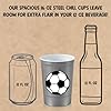 Steel Chill Cups 16 oz. Party Cup Soccer Design for Cold Drinks, Durable, Disposable, Recyclable, Made in USA, Gray, 12 Count