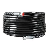 FLKQC Airless Paint Spray Hose 50ft | 1/4 inch Black High Pressure 3600psi Paint Sprayer Flexible Fiber Tube (50FT, Black)