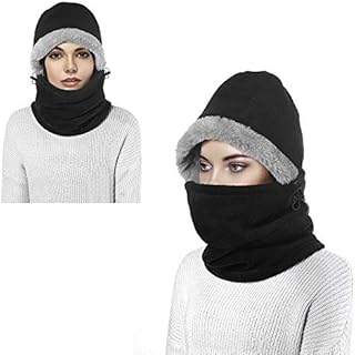 Enkarl 2 Pack Fleece Balaclava, Unisex Balaclava Thermal, Windproof Winter Outdoor Sports Face Mask Hood Headgear Masks Neck Warmer for Men and Women Ski Running Cycling(Black 2-Pack)