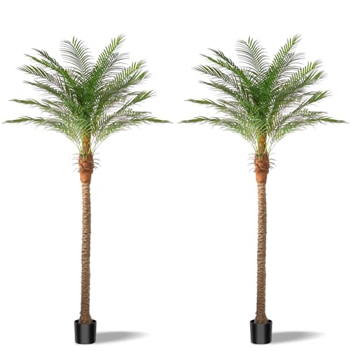Artificial Phoenix Palm Tree 9ft Tall 2 Set &ndash; Fake Large Tropical Tree with 21 Adjustable Leaves...