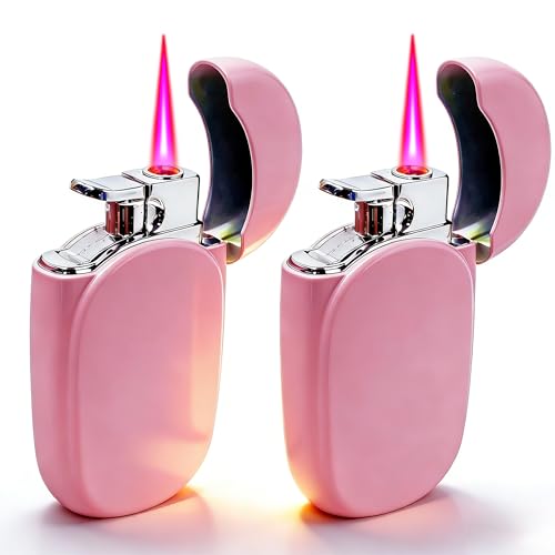 Encendedores tipo soplete rosa, pack x2, recargables miniatura 1