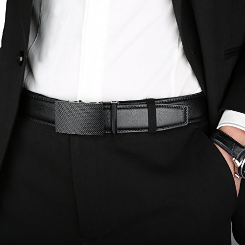Image of Men's Real Leather Ratchet Dress Casual Belt, Cut to Exact Fit,Elegant Gift Box