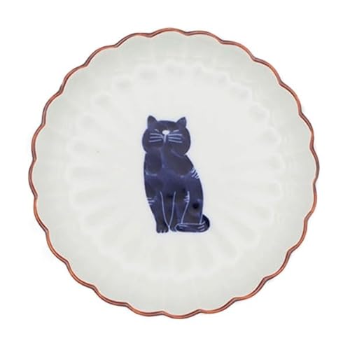 27143 波佐見焼 高山窯 呉須猫 菊割3.5寸皿 同柄3枚セット ねこ ネコ 猫 小皿 食器 食洗機対応 キッチン雑貨 上品 おしゃれ かわいい ギフト 日本製 我慢