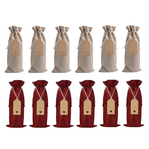 Sacs Bouteille Vin en Jute Idéals pour Emballages Cadeaux de Table