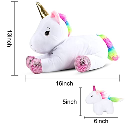 16Inch Unicorn Stuffed Animals -Unicorn Gifts For Girls -5 In 1 Plush Mommy Unicorn Playset With 4 Babies Unicorns Doll Surprise Toy #TOP3