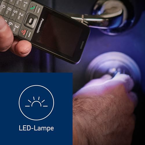 Panasonic KX-TF200EXB Mobiltelefon, Dualband-GSM 900/1800 MHz, 2,4 TFT-Farb-LCD, 0,3 Megapixel, 1000 mAh Li-Ionen-Akku, kompatibel mit Hörgeräten, einzelne SIM-Karte, USB-C, Schwarz