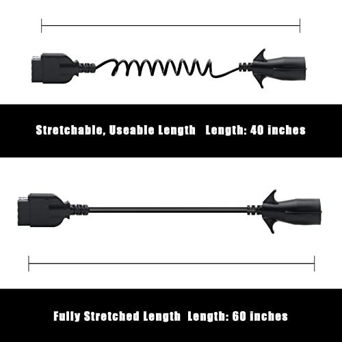Apexedc 7 Way Round To 5 Way Pin Flat Trailer Wire Coiled Wiring Harness Connector Adapter Plug & Play Trailer Rv Blade Vehicle-Side Trailer Connector For Truck Rv Trailer Full Length 5Ft (60In) #TOP5