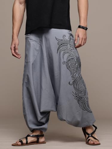 Image of The Veshti Company Printed Harem Pants for Men's Cotton Hippie Style Baggy Boho Yoga Pajama Pant with Pocket