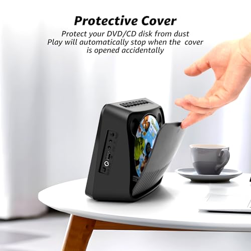 Image of 9.8 inch Portable DVD Player, 7 inch 1024x600, for Kids, Bluetooth 5.1 & 4000mAh | Bluetooth 5.1 TX & RX, compact, for kids car travel home, 3-5 hour playback, USB /AUX, plays DVD /CD, AV to TV, resume playback