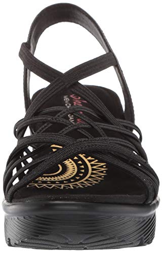 Skechers Women's Parallel-Crossed Wires-Multi Gore Slingback Sandal Wedge, Black, 8 M Us #TOP1