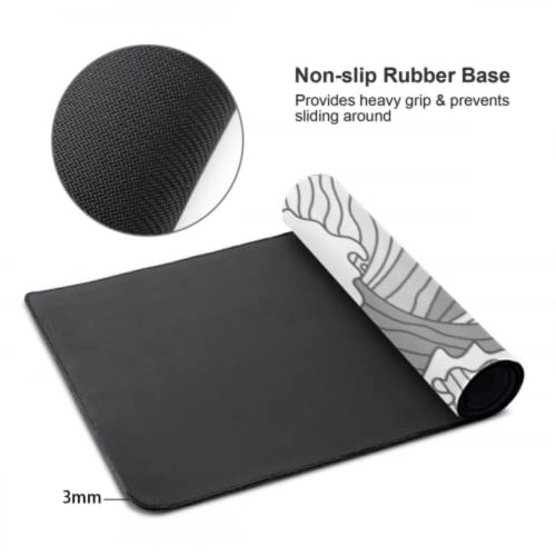 Image of Black and White Wave Large Mouse Pad, Full Desk XXL Extended Gaming Mouse Pad 35 inch x 17 inch, Waterproof Desk Mat with Stitched Edges, Non-Slip Base, Keyboard Pad, Desk Mat for Gamer, Office & Home