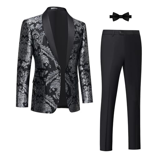 Tuxedo Suits for Men 2 Piece Regular Fit Suit Floral Blazer Jacke...