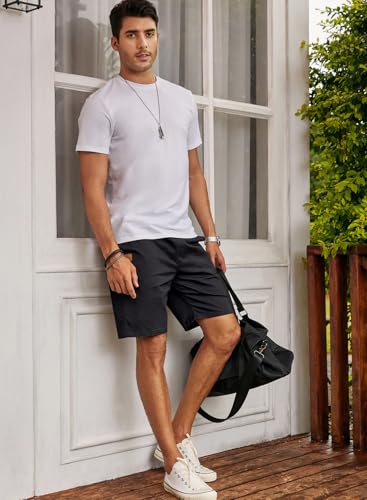 Image of JMIERR Mens Casual Shorts - Cotton Drawstring Summer Beach Stretch Twill Chino Golf Shorts