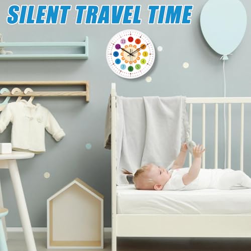 Leikurvo Kinder Wanduhr ohne Tickgeräusche: 20cm Kinderwanduhr Lernuhr Wanduhr Wanduhr Kinderzimmeruhr für Mädchen und Jungen für Kinderzimmer, Küche, Wohnzimmer, Schlafzimmer, Büro, Weiß