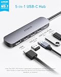 Anker USB-C Hub (5-in-1), 4K@30Hz HDMI with 100W Max Power Delivery, USB-C and USB-A Data Ports, Compact and Stylish for MacBook, Dell XPS, and More (Charger Not Included) | Anker USB-C Hub (5-in-1)