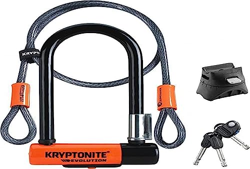 Kryptonite Lucchetto a U Evolution Mini-7 W/ Flex con cavo a doppio cappio | Lucchetto antifurto per bici | Livello di sicurezza 7/10| Fornisce un alto livello di protezione| Dimensioni 8,3 cm x 15,3 cm