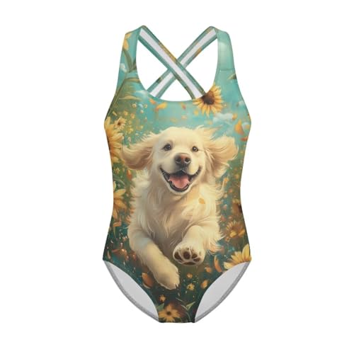 Image of One Piece Swimsuit Girls Cross-Back Bathing Suit 5-14Y Kids Swimwear Cute Swimsuits Sleeveless Bathing Suits