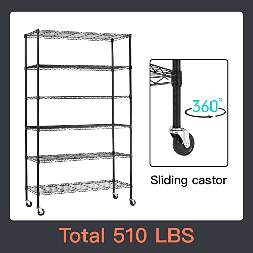 image for BestOffice Commercial Wire Shelving Unit Metal Shelf Casters Adjustabl