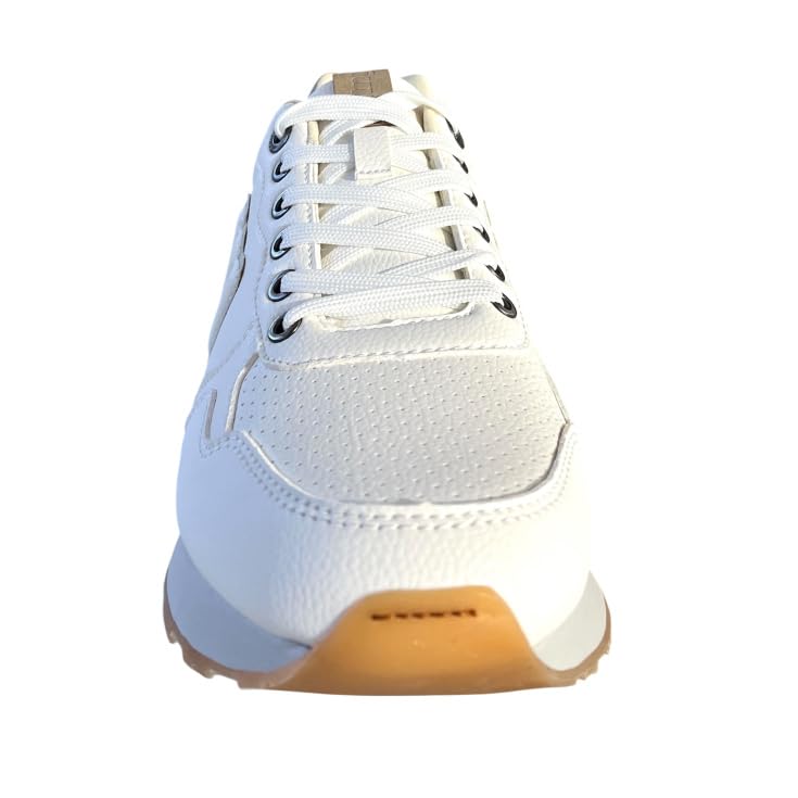 Zapatillas Deportivas Hombre Blanco-Taupe Casual Cómodas | Sneakers de Hombre con Cordones, Suela Antideslizante y Ligera, Plantilla Acolchada, Ideales para Looks Urbanos de Diario