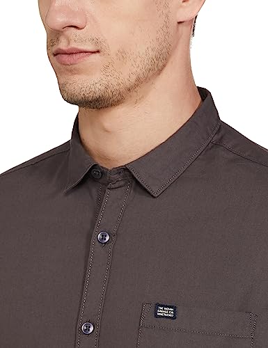 Image of The Indian Garage Co Men Slim Fit Solid Full Sleeves Cutaway Collar Casual Shirt