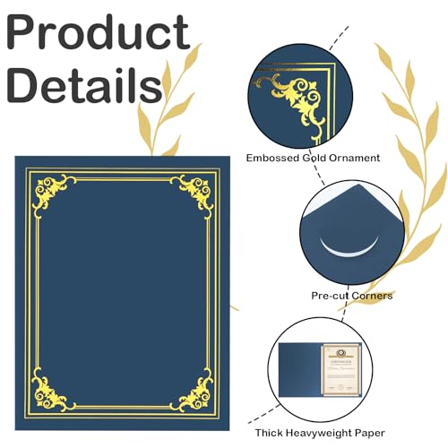image for COIDEA 30 Packs Certificate Holders, Navy Blue Certificate Covers, Dip