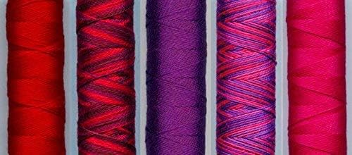 Sue Spargo Eleganza #5 Perle, Five 40yd Spools of Polished Cotton Thread for Embroidery Bundle (H - Heartthrob)