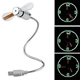 LEDMOMO USB LED Fan Clock, Mobile USB-Powered ventilateur portatif, Mini USB ventilateur de col de cygne pour ordinateur portable et PC