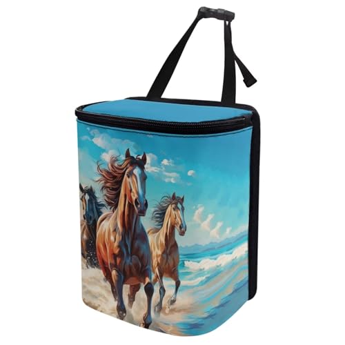 Image of DISNIMO Horse Car Trash Can Easy-to-Install Car Accessory Interior, Leak-Proof Car Garbage Can Bin Organizer Storage Bag for The Back Seat of Any Cars, Sedans, SUVs & Trucks