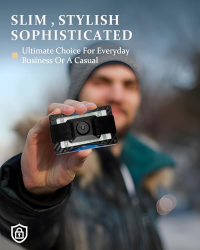 Minimalist Metal Wallet for Men, Slim Tactical Wallet, Rigid Aluminum Smart Wallet Holds 20 Cards and Cash, Carbon Fiber Money Clip, Fidget Spinner Function2