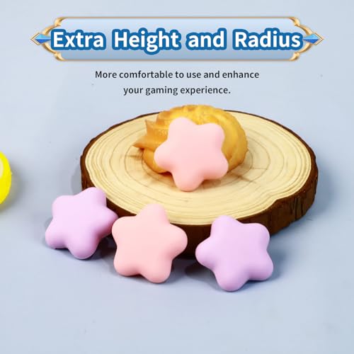 Image of PERFECTSIGHT Cute Star Thumb Grip Caps for Switch 2, PS5, PS4, Xbox Series X /S, Xbox One, Switch PRO Controller, 4PCS Kawaii Soft Rubber 3D Analog Thumbsticks Grips Joystick Cover (Pink+Purple)